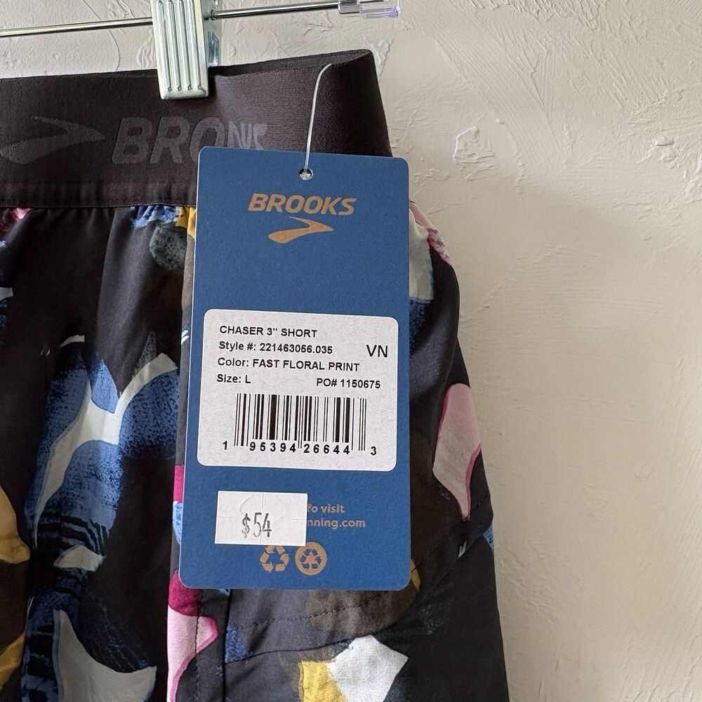 Brooks Chaser 3" Women’s Running Shorts L Multicolor Floral Elastic Waist - Picture 3 of 3